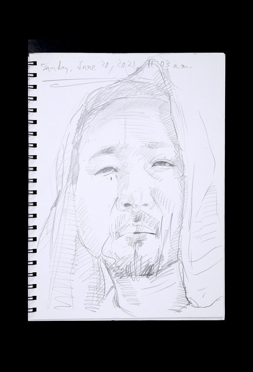 Contemporary artist SHINTAKU Tomoni's 2021/6/20 Self-portrait or pencil drawing