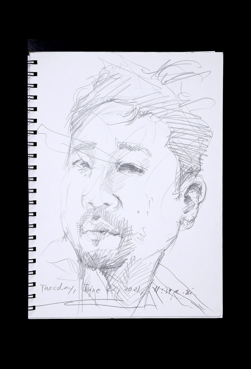 Contemporary artist SHINTAKU Tomoni's 2021/6/22 Self-portrait or pencil drawing