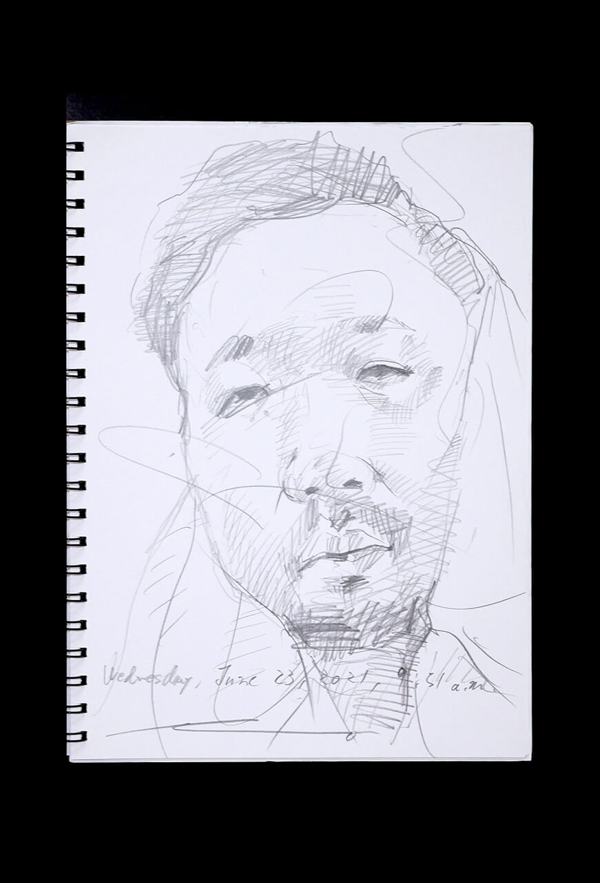 Contemporary artist SHINTAKU Tomoni's 2021/6/23 Self-portrait or pencil drawing