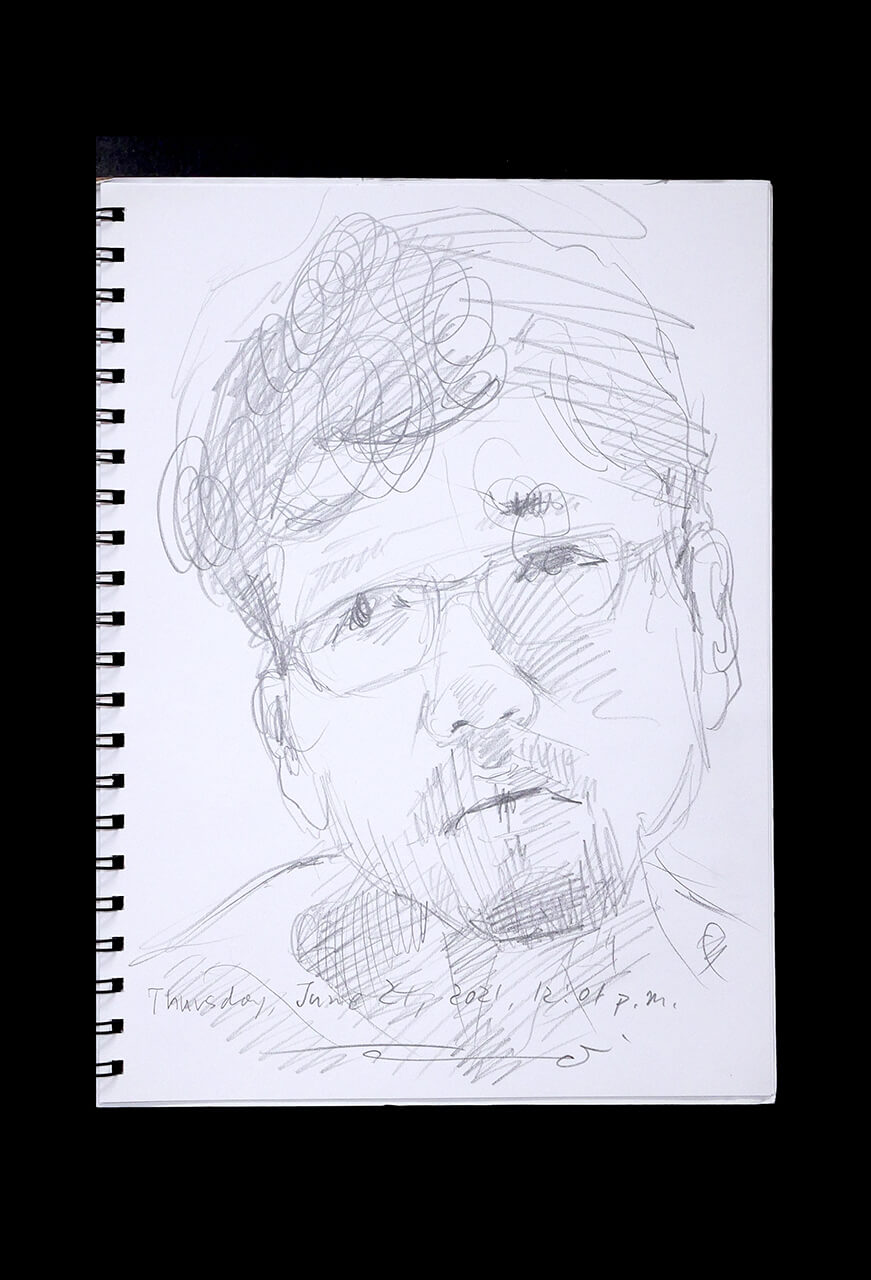 Contemporary artist SHINTAKU Tomoni's 2021/6/24 Self-portrait or pencil drawing