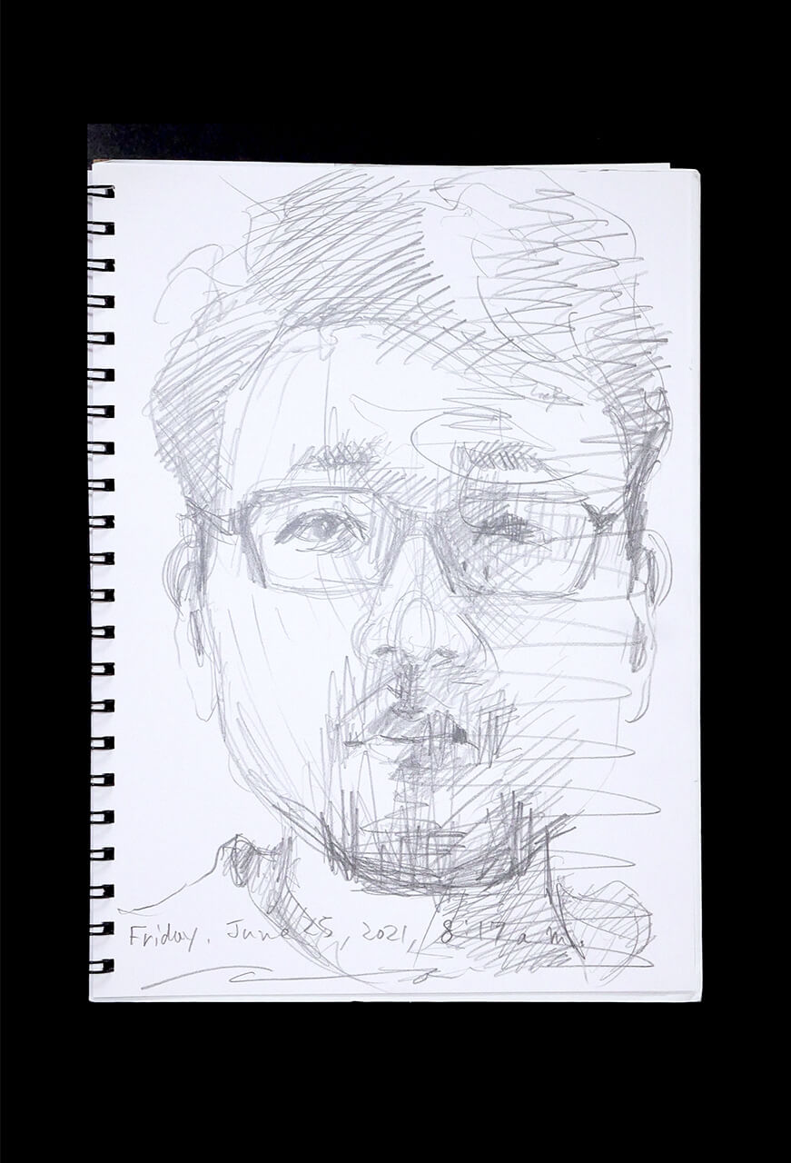 Contemporary artist SHINTAKU Tomoni's 2021/6/25 Self-portrait or pencil drawing