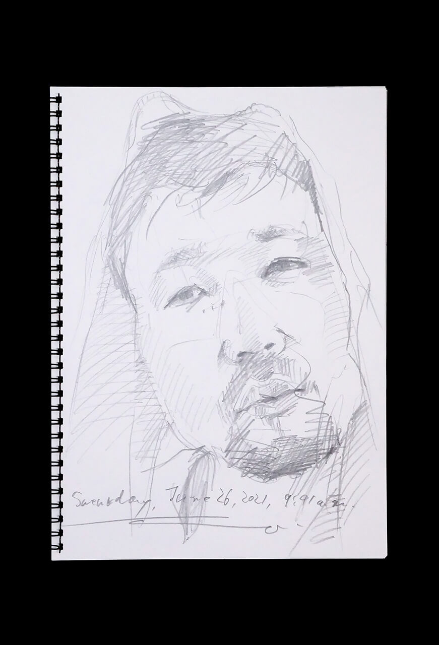 Contemporary artist SHINTAKU Tomoni's 2021/6/26 Self-portrait or pencil drawing