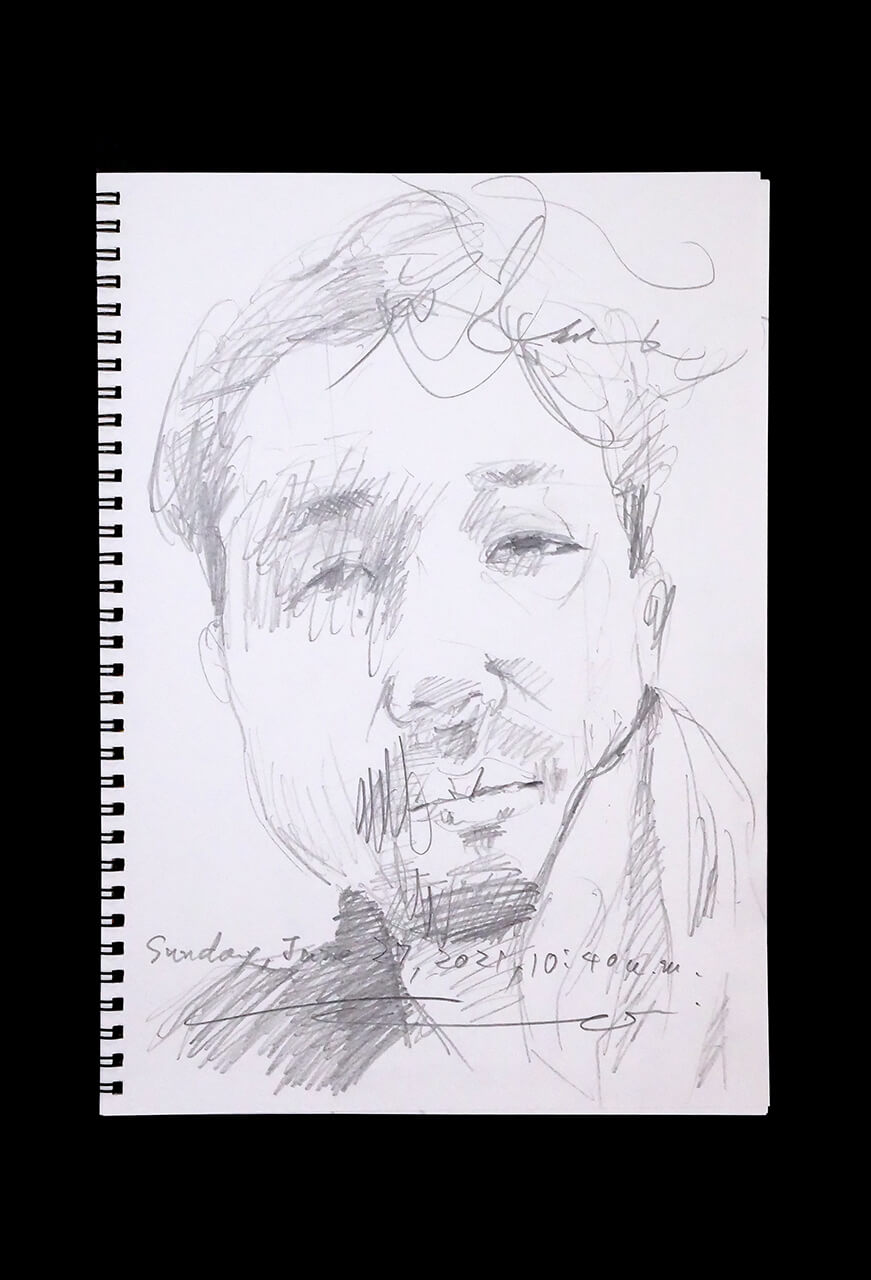 Contemporary artist SHINTAKU Tomoni's 2021/6/27 Self-portrait or pencil drawing