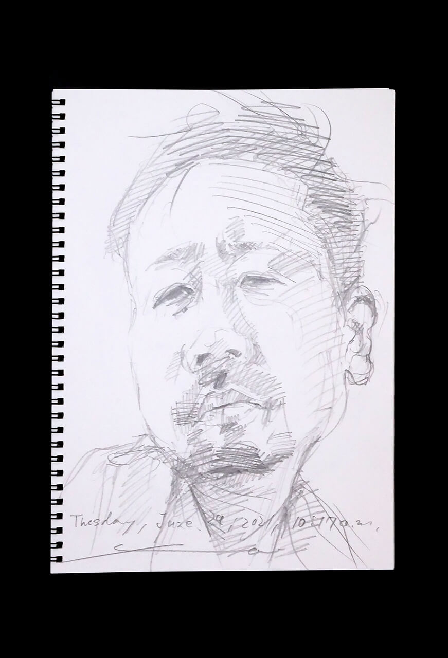 Contemporary artist SHINTAKU Tomoni's 2021/6/29 Self-portrait or pencil drawing