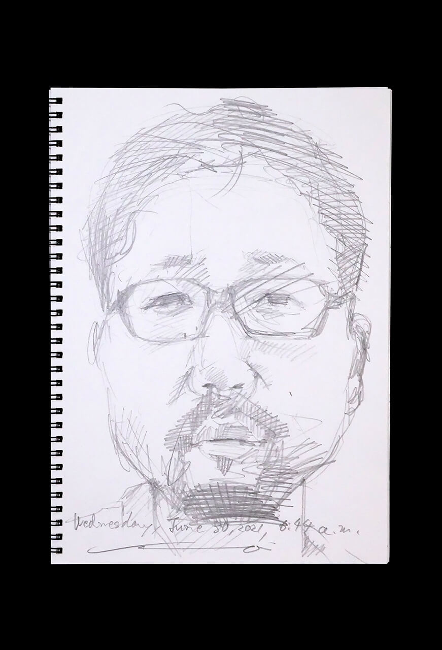 Contemporary artist SHINTAKU Tomoni's 2021/6/30 Self-portrait or pencil drawing