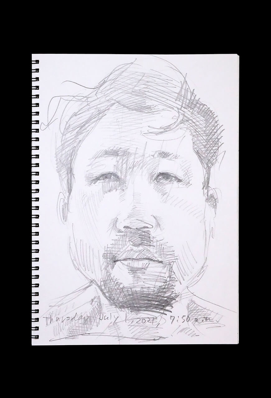 Contemporary artist SHINTAKU Tomoni's 2021/7/1 Self-portrait or pencil drawing