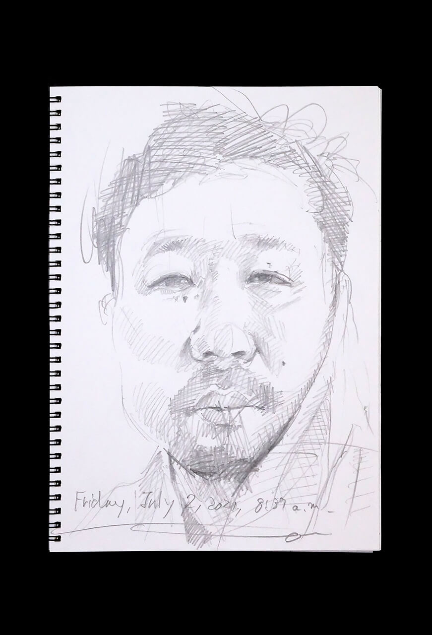 Contemporary artist SHINTAKU Tomoni's 2021/7/2 Self-portrait or pencil drawing