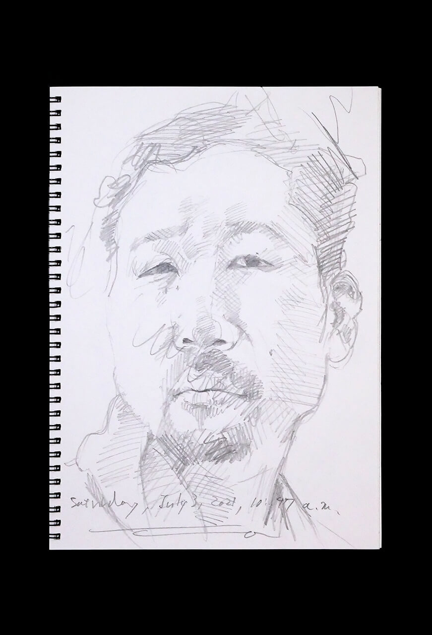 Contemporary artist SHINTAKU Tomoni's 2021/7/3 Self-portrait or pencil drawing