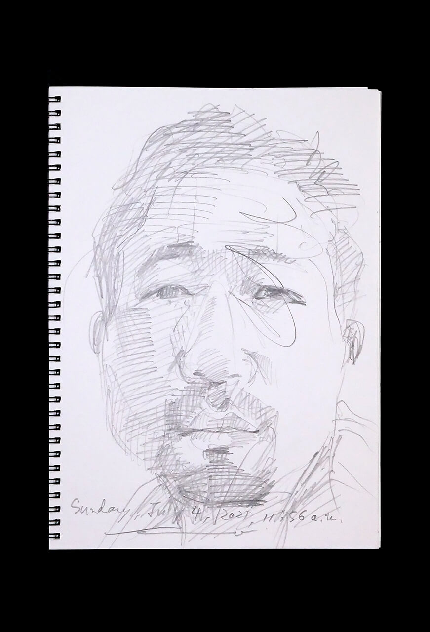 Contemporary artist SHINTAKU Tomoni's 2021/7/4 Self-portrait or pencil drawing