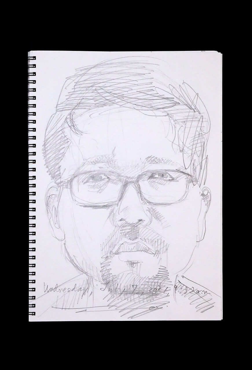 Contemporary artist SHINTAKU Tomoni's 2021/7/7 Self-portrait or pencil drawing