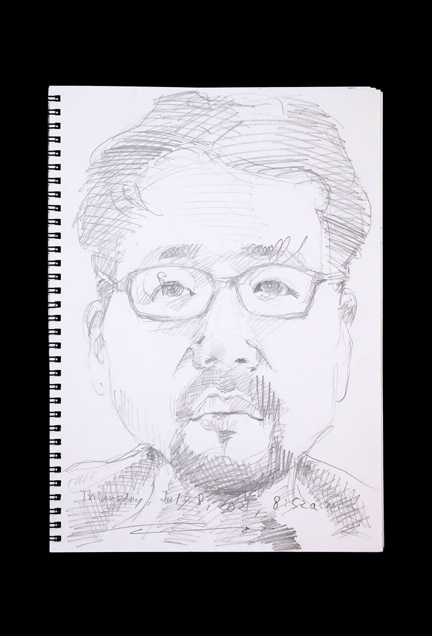 Contemporary artist SHINTAKU Tomoni's 2021/7/8 Self-portrait or pencil drawing