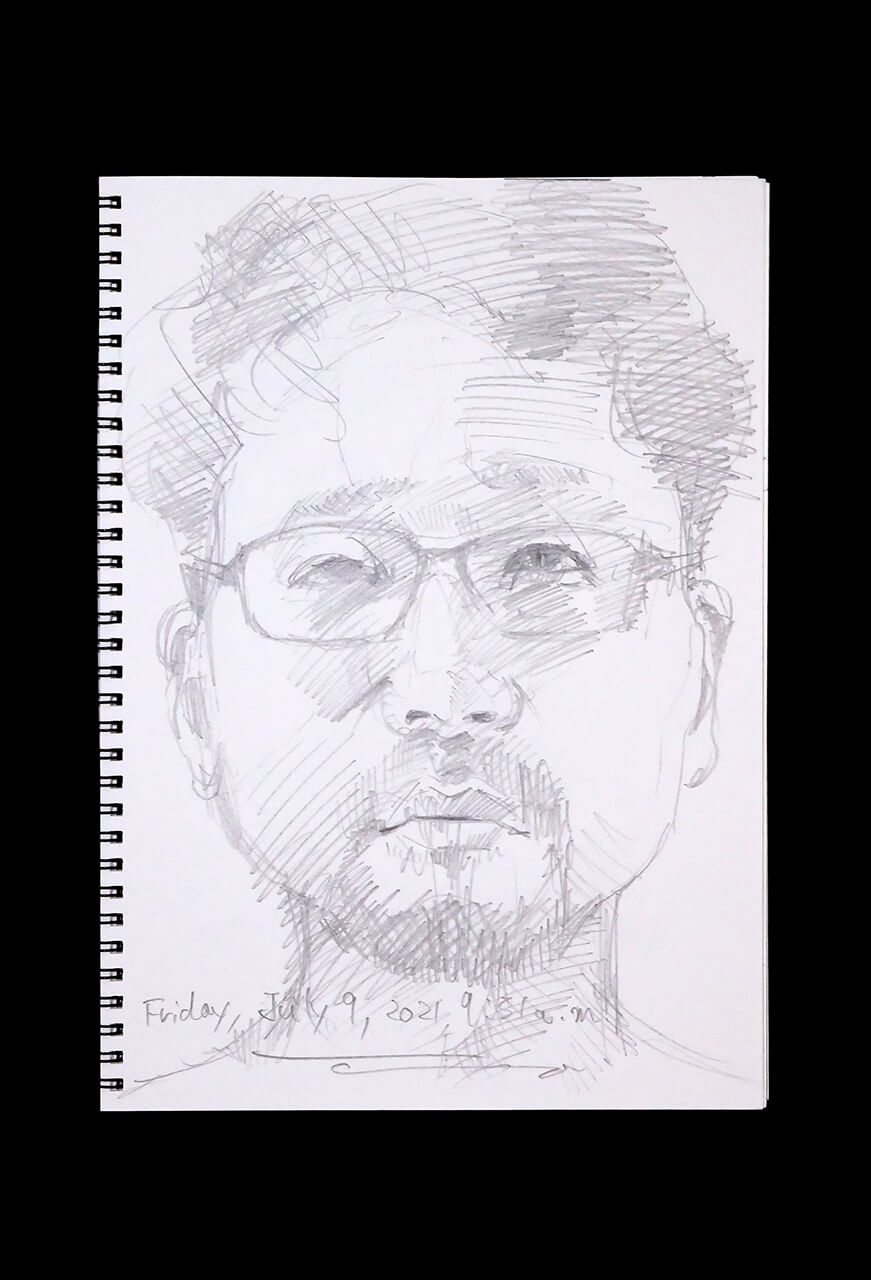 Contemporary artist SHINTAKU Tomoni's 2021/7/9 Self-portrait or pencil drawing