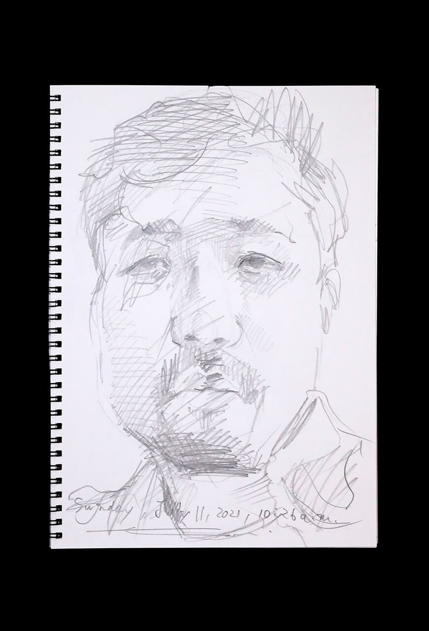 Contemporary artist SHINTAKU Tomoni's 2021/7/11 Self-portrait or pencil drawing