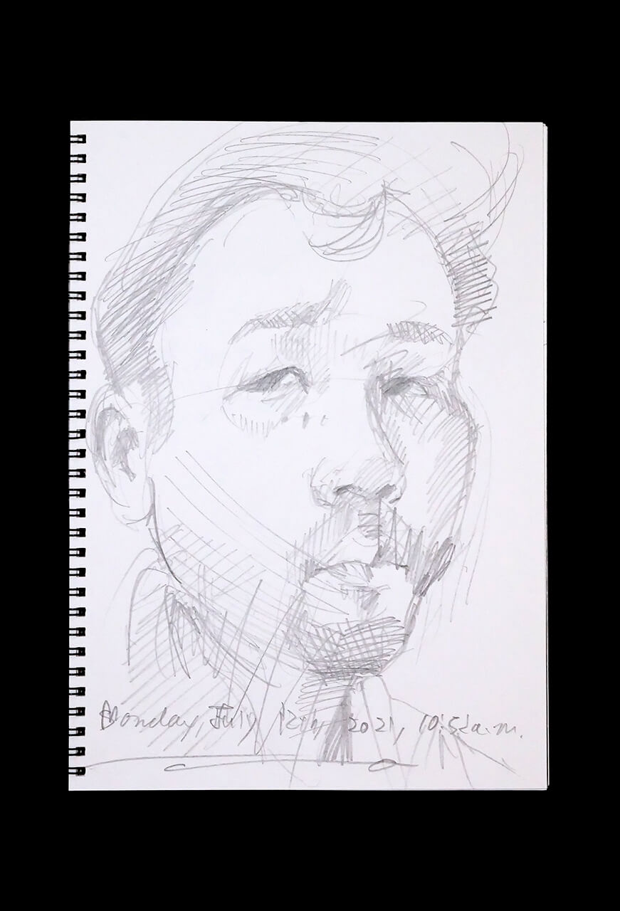 Contemporary artist SHINTAKU Tomoni's 2021/7/12 Self-portrait or pencil drawing