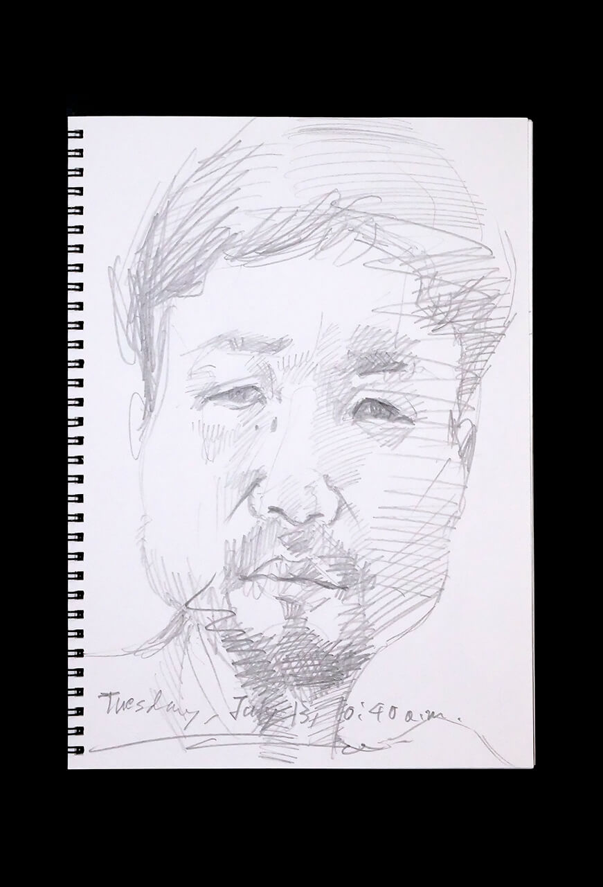 Contemporary artist SHINTAKU Tomoni's 2021/7/13 Self-portrait or pencil drawing