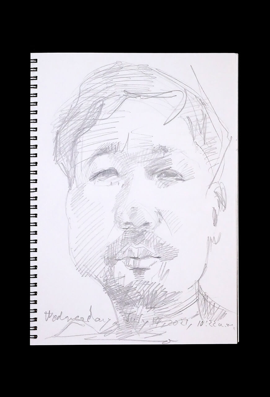 Contemporary artist SHINTAKU Tomoni's 2021/7/14 Self-portrait or pencil drawing