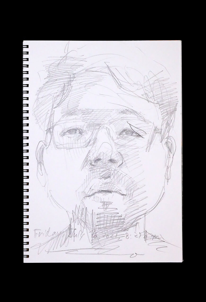 Contemporary artist SHINTAKU Tomoni's 2021/7/16 Self-portrait or pencil drawing