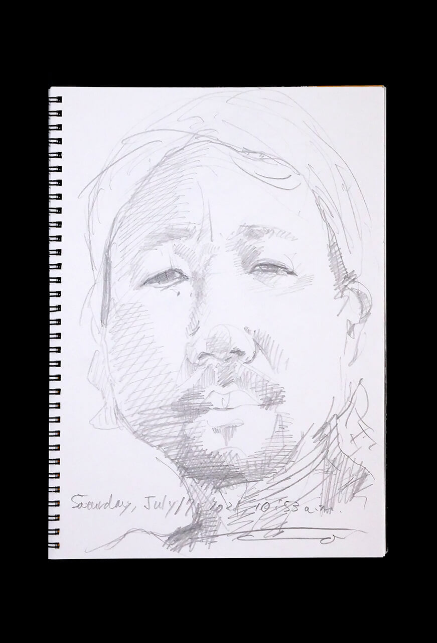 Contemporary artist SHINTAKU Tomoni's 2021/7/17 Self-portrait or pencil drawing