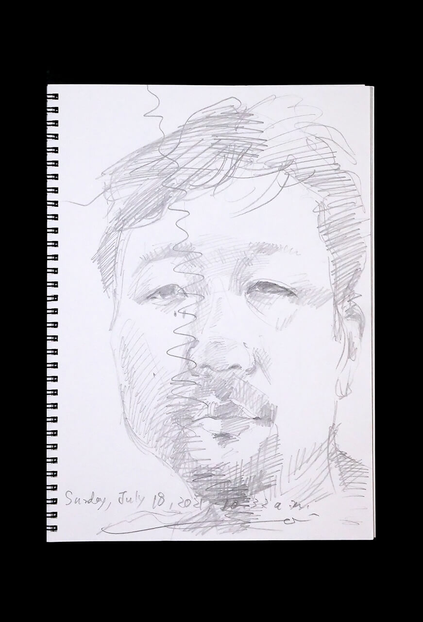 Contemporary artist SHINTAKU Tomoni's 2021/7/18 Self-portrait or pencil drawing