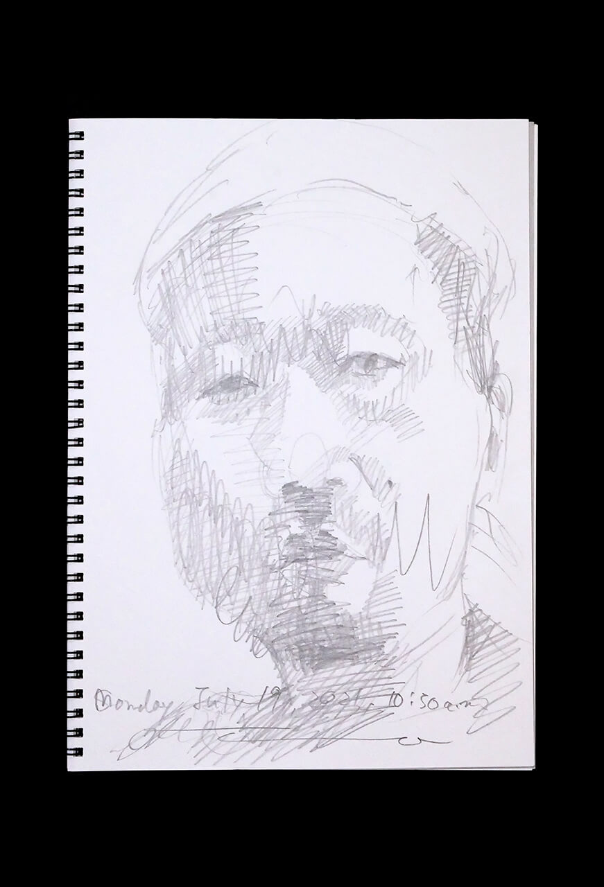 Contemporary artist SHINTAKU Tomoni's 2021/7/19 Self-portrait or pencil drawing