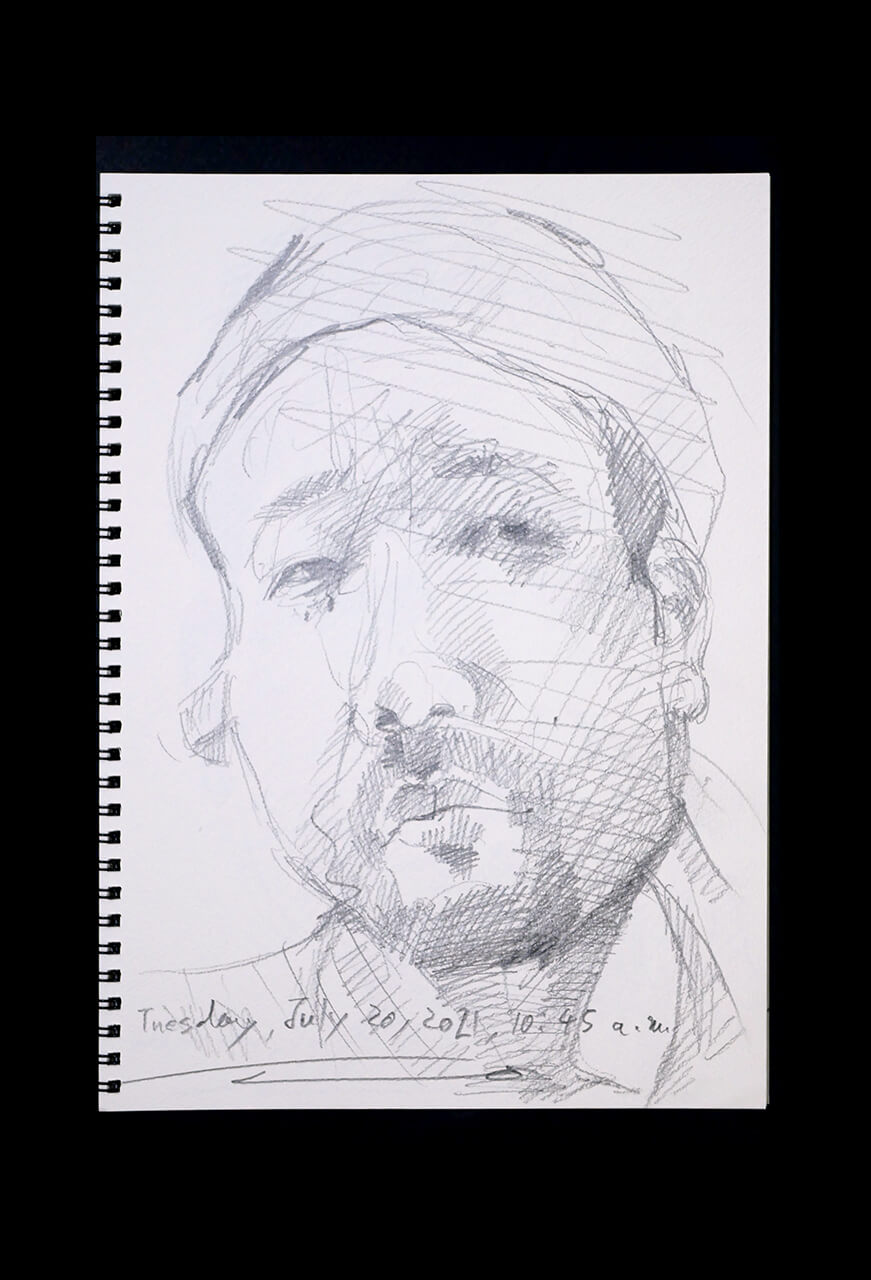 Contemporary artist SHINTAKU Tomoni's 2021/7/20 Self-portrait or pencil drawing