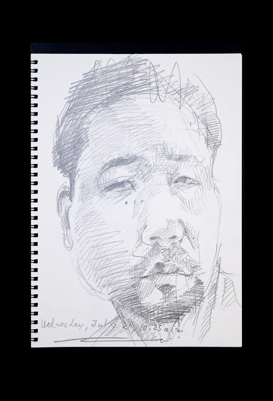 Contemporary artist SHINTAKU Tomoni's 2021/7/21 Self-portrait or pencil drawing
