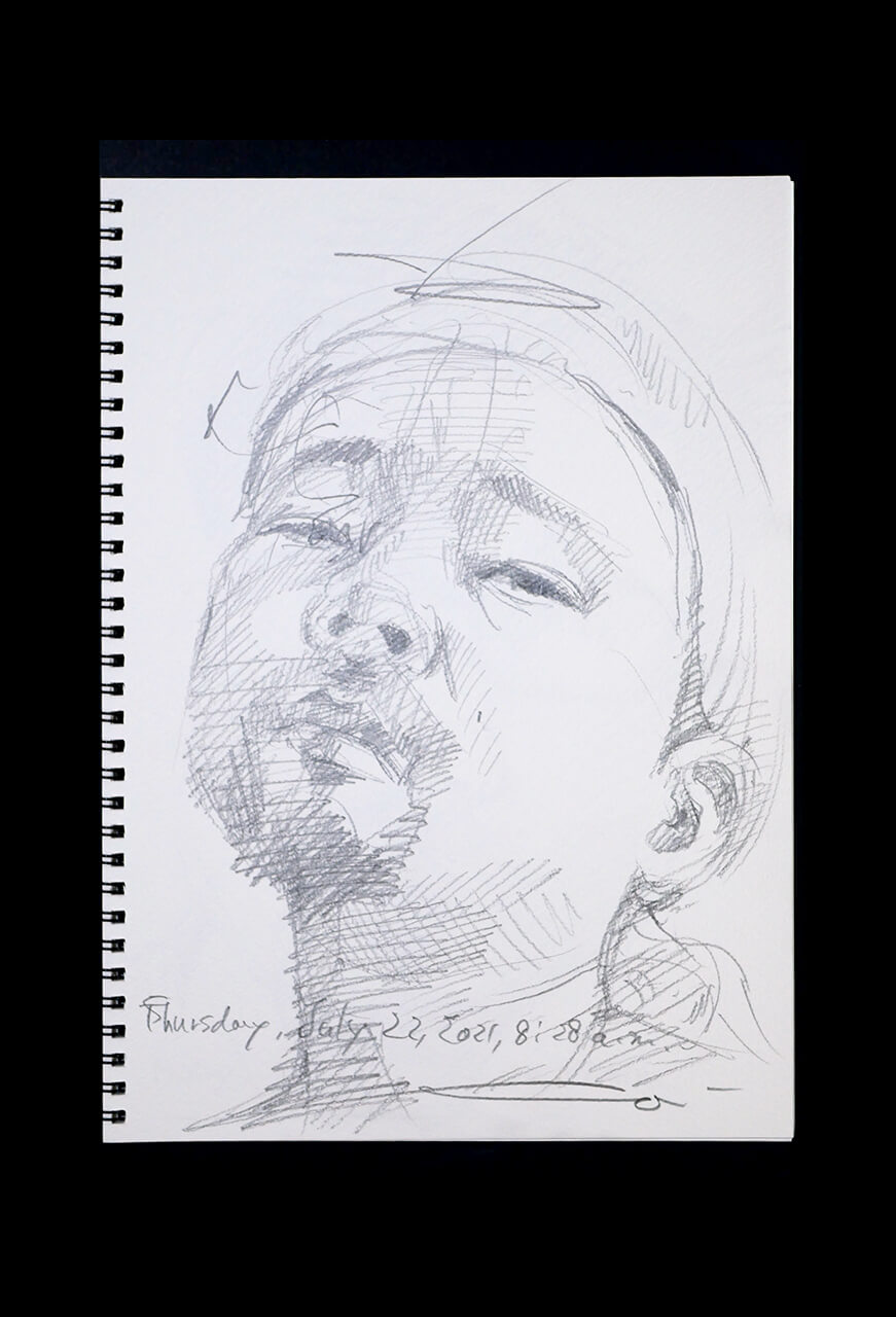 Contemporary artist SHINTAKU Tomoni's 2021/7/22 Self-portrait or pencil drawing