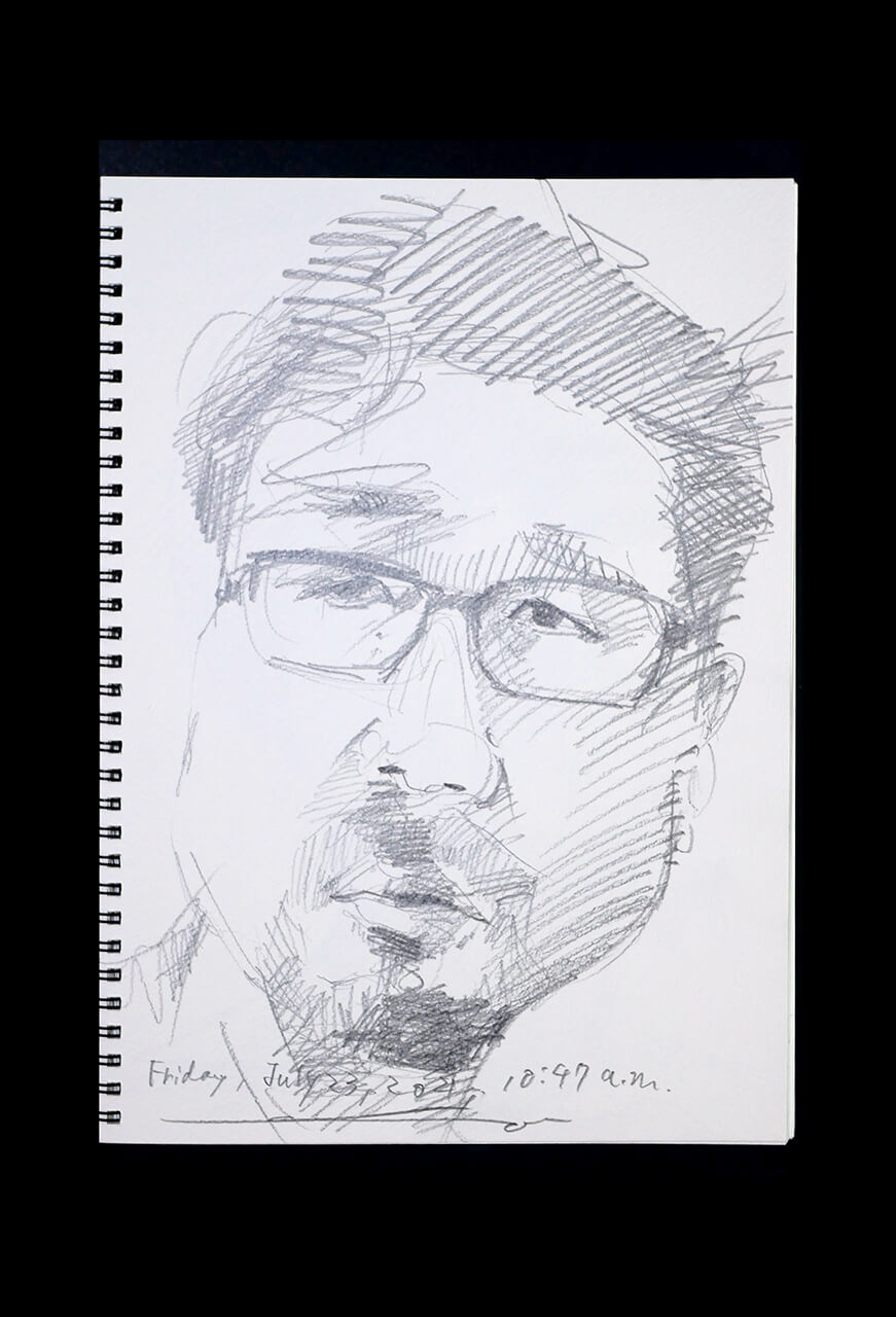 Contemporary artist SHINTAKU Tomoni's 2021/7/23 Self-portrait or pencil drawing