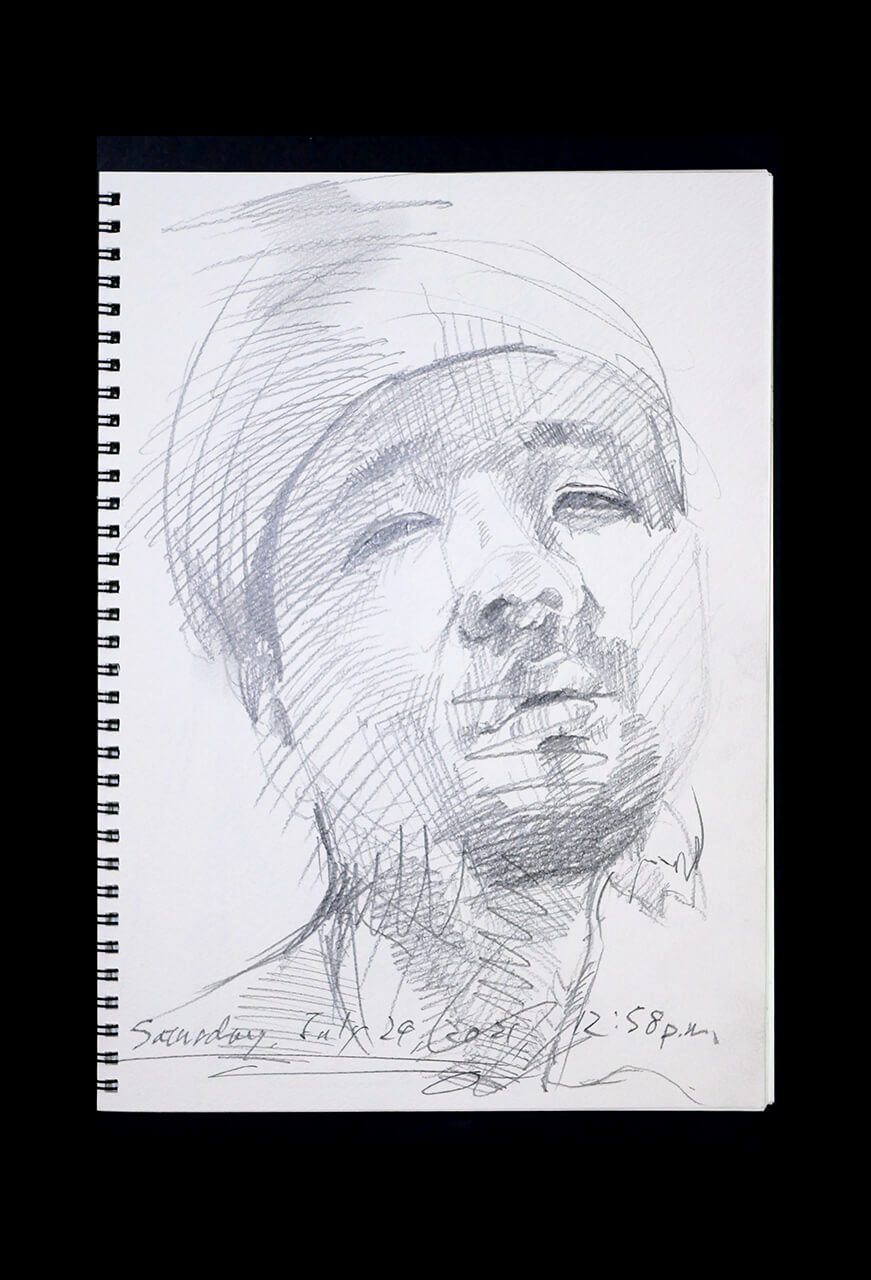 Contemporary artist SHINTAKU Tomoni's 2021/7/24 Self-portrait or pencil drawing