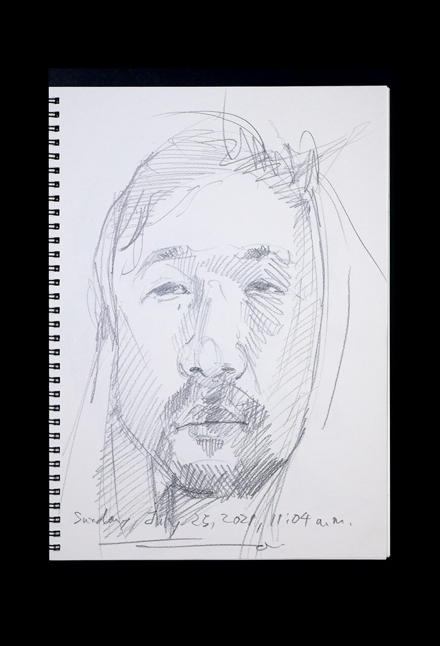 Contemporary artist SHINTAKU Tomoni's 2021/7/25 Self-portrait or pencil drawing