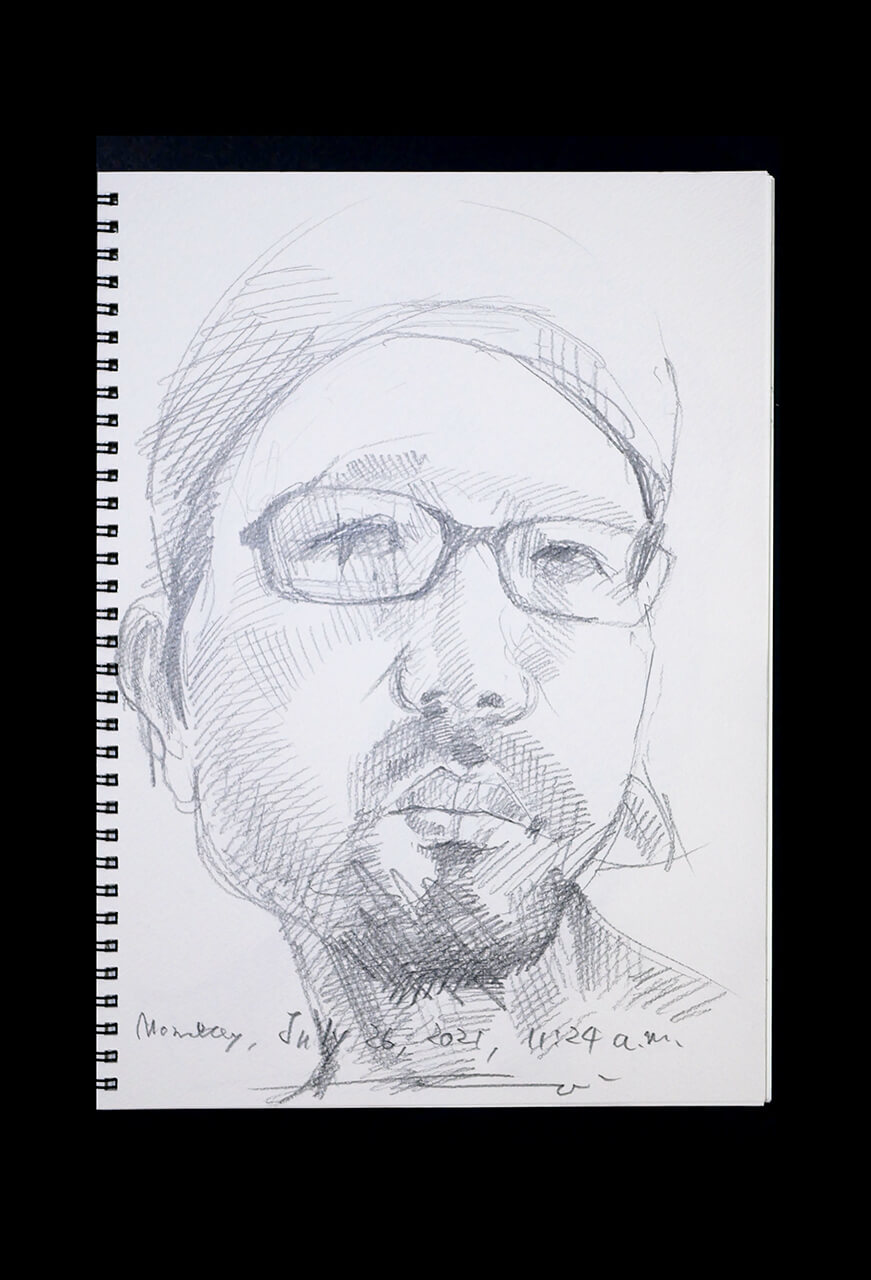 Contemporary artist SHINTAKU Tomoni's 2021/7/26 Self-portrait or pencil drawing