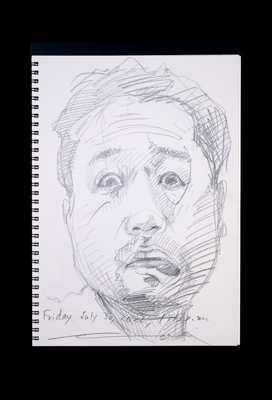 Contemporary artist SHINTAKU Tomoni's 2021/7/30 Self-portrait or pencil drawing