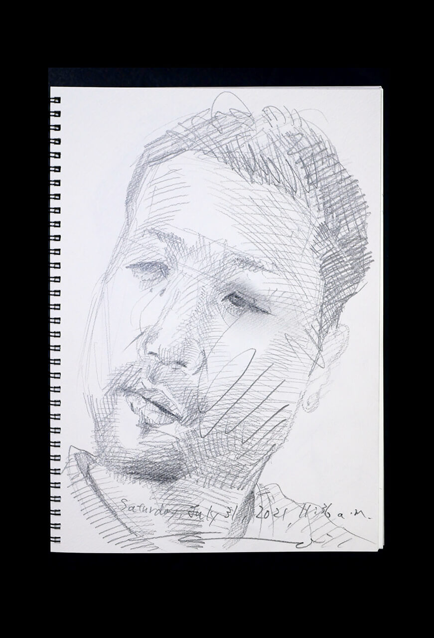 Contemporary artist SHINTAKU Tomoni's 2021/7/31 Self-portrait or pencil drawing