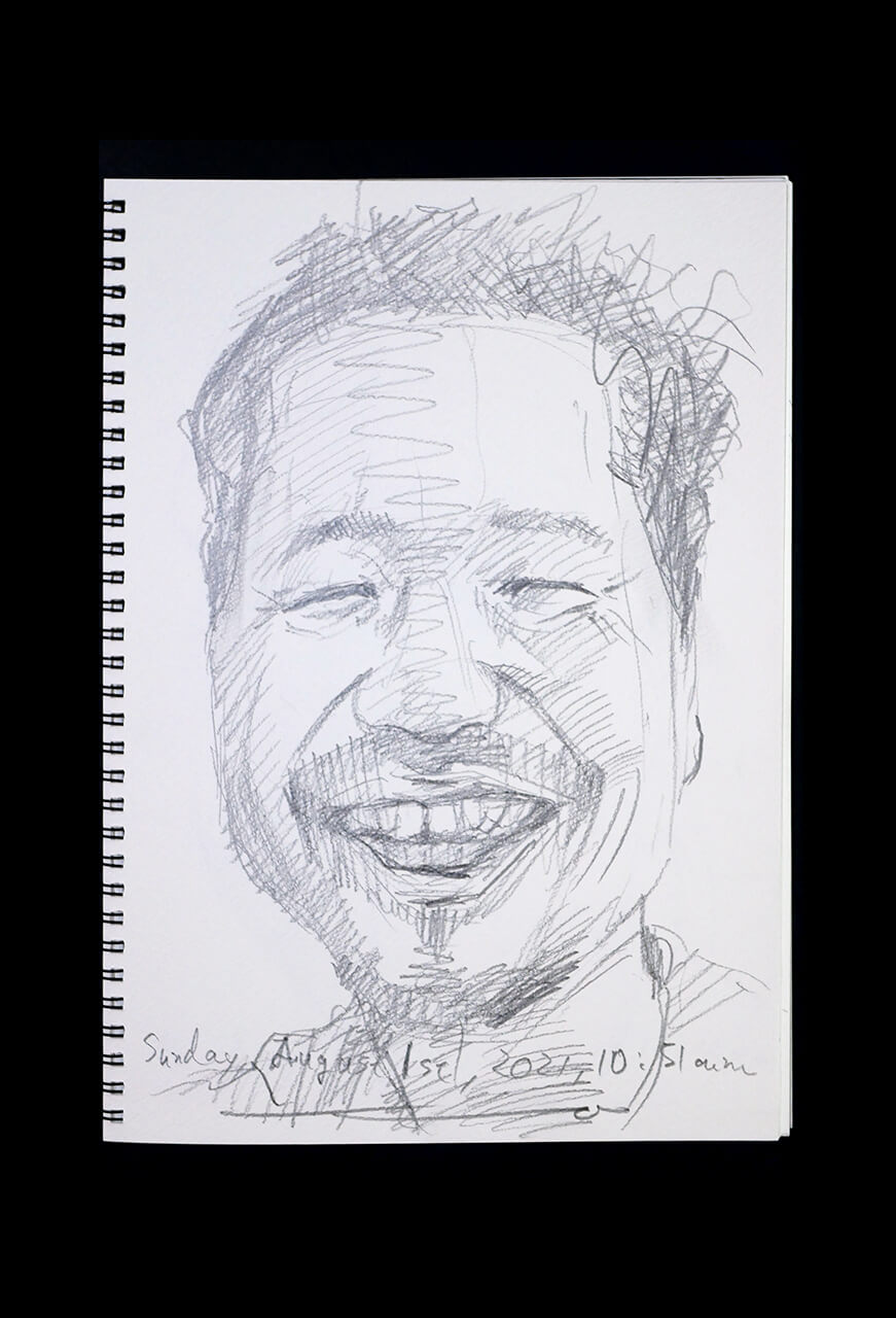 Contemporary artist SHINTAKU Tomoni's 2021/8/1 Self-portrait or pencil drawing