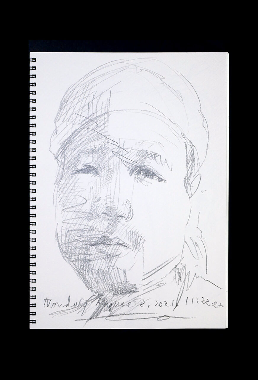Contemporary artist SHINTAKU Tomoni's 2021/8/2 Self-portrait or pencil drawing