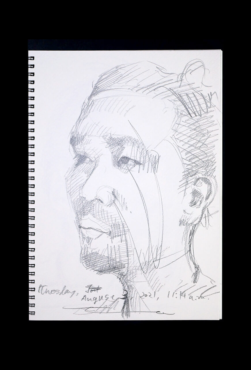 Contemporary artist SHINTAKU Tomoni's 2021/8/3 Self-portrait or pencil drawing