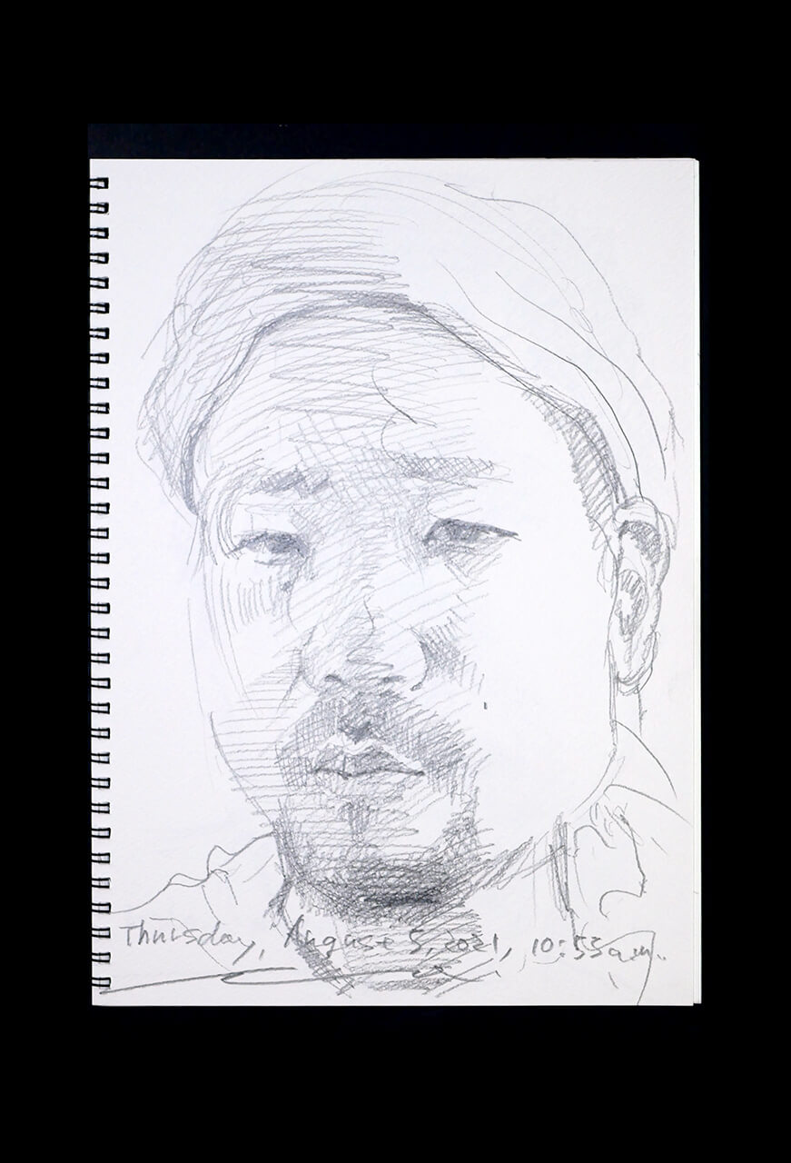 Contemporary artist SHINTAKU Tomoni's 2021/8/5 Self-portrait or pencil drawing