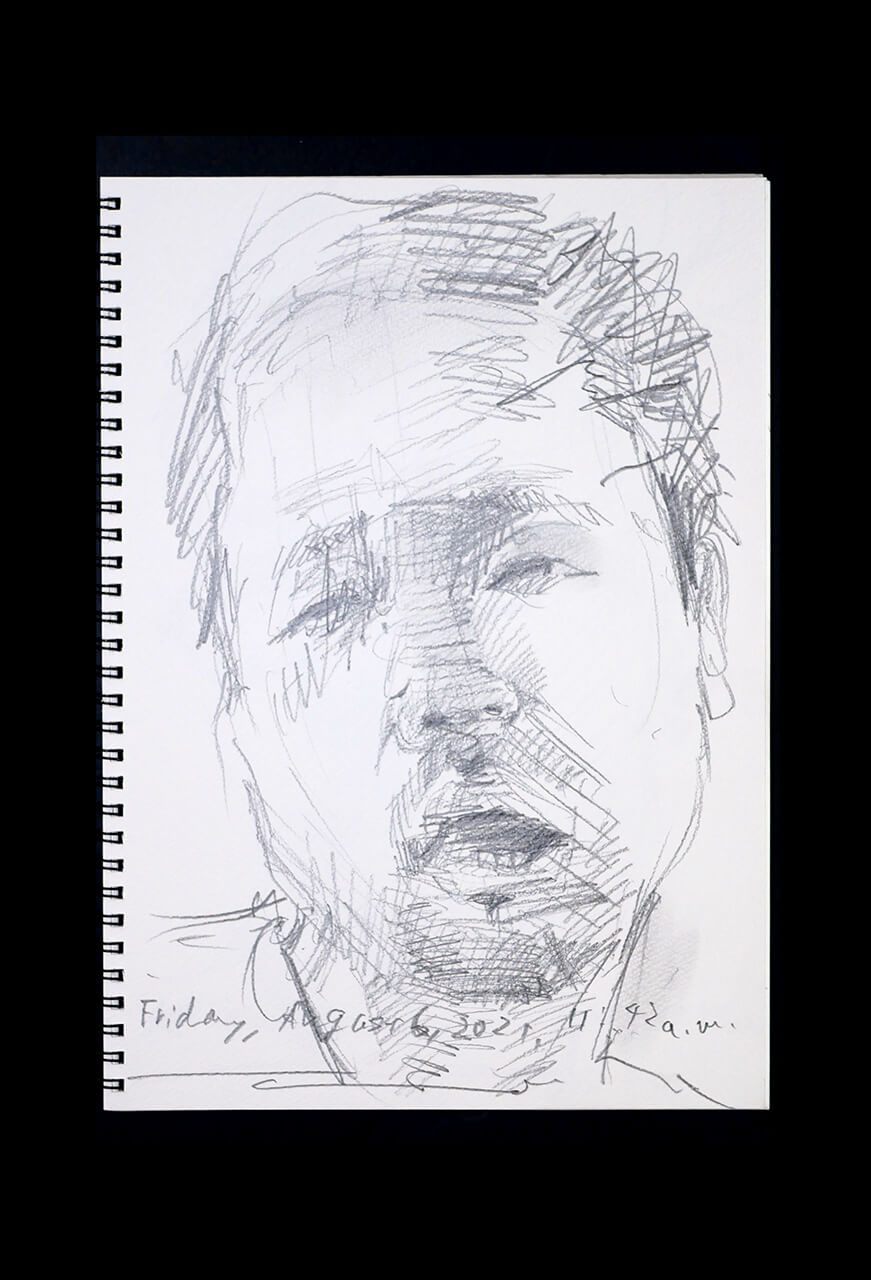 Contemporary artist SHINTAKU Tomoni's 2021/8/6 Self-portrait or pencil drawing