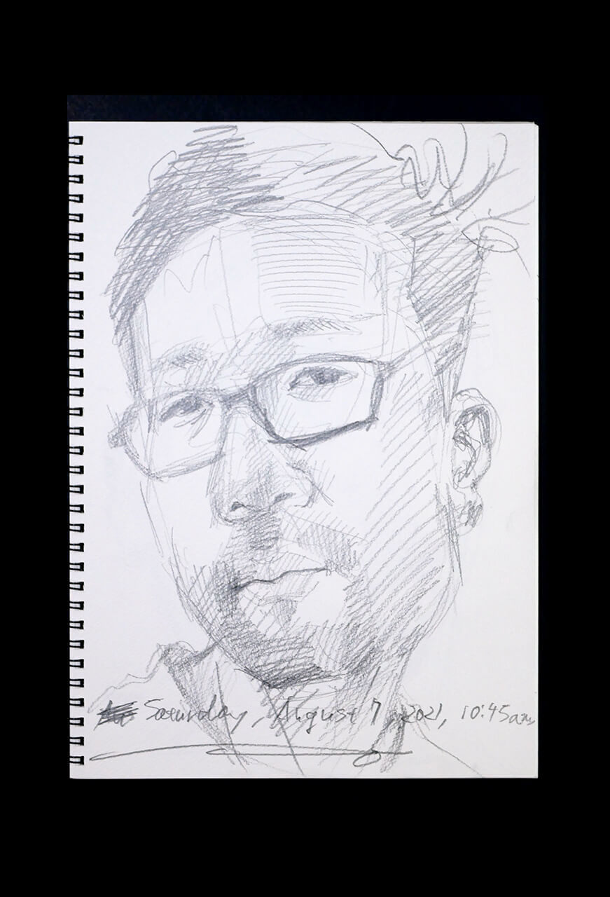 Contemporary artist SHINTAKU Tomoni's 2021/8/7 Self-portrait or pencil drawing