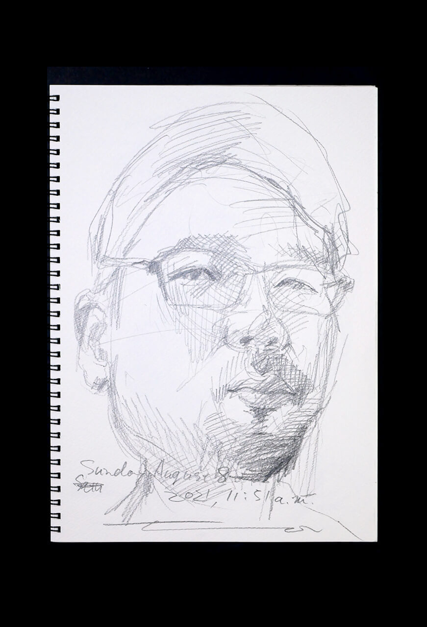 Contemporary artist SHINTAKU Tomoni's 2021/8/8 Self-portrait or pencil drawing