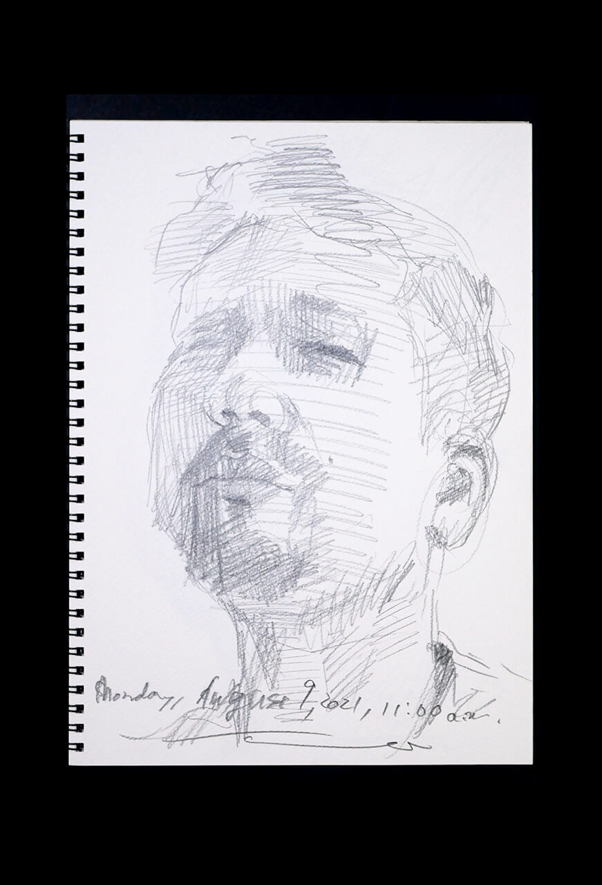 Contemporary artist SHINTAKU Tomoni's 2021/8/9 Self-portrait or pencil drawing