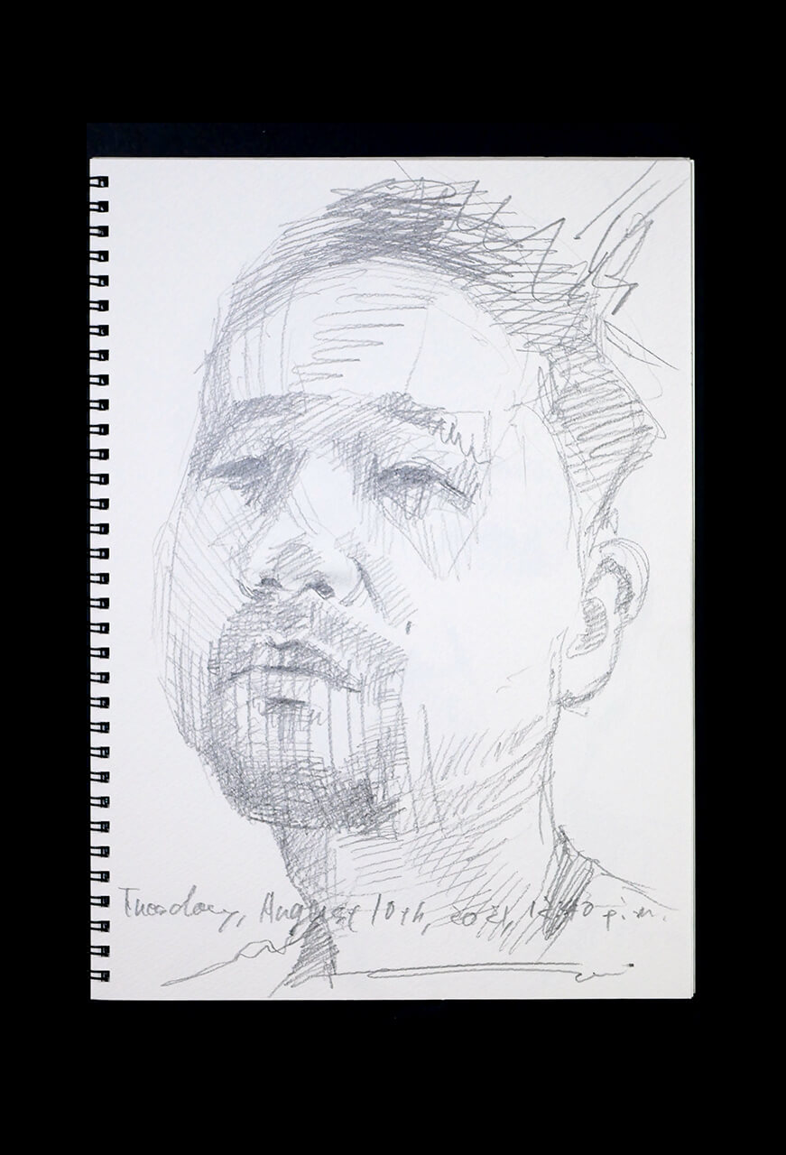 Contemporary artist SHINTAKU Tomoni's 2021/8/10 Self-portrait or pencil drawing