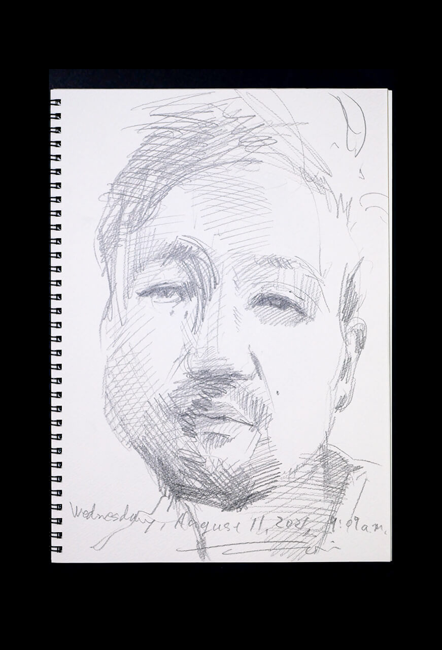 Contemporary artist SHINTAKU Tomoni's 2021/8/11 Self-portrait or pencil drawing