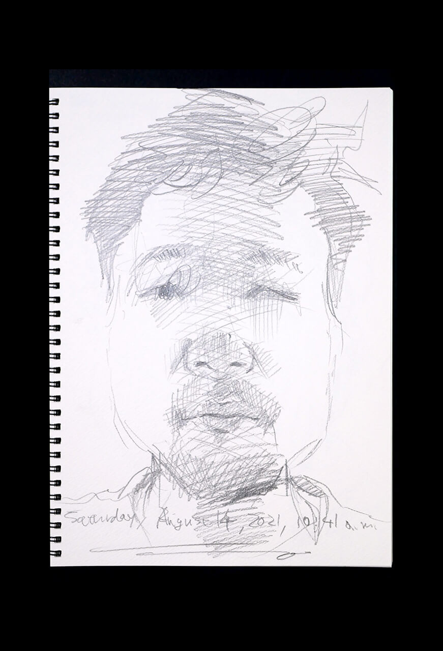 Contemporary artist SHINTAKU Tomoni's 2021/8/14 Self-portrait or pencil drawing
