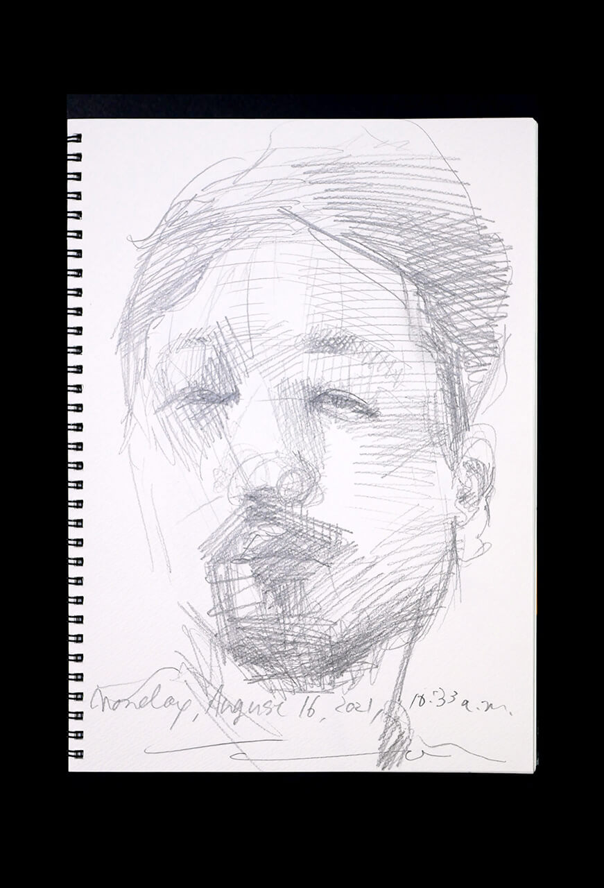 Contemporary artist SHINTAKU Tomoni's 2021/8/16 Self-portrait or pencil drawing