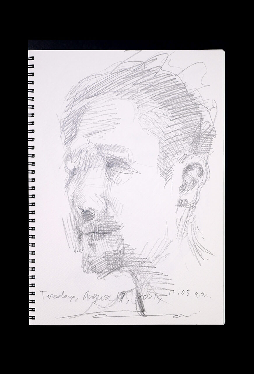 Contemporary artist SHINTAKU Tomoni's 2021/8/17 Self-portrait or pencil drawing