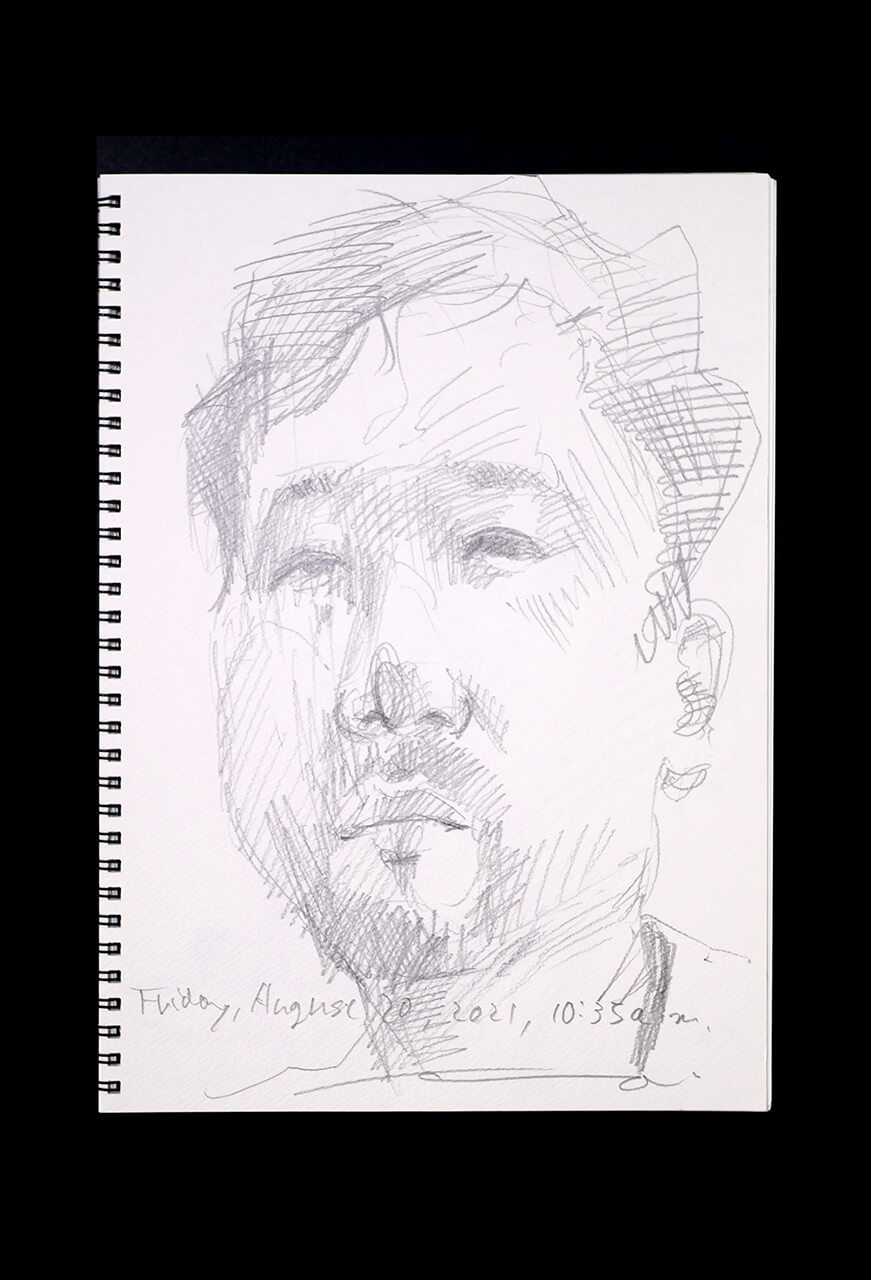 Contemporary artist SHINTAKU Tomoni's 2021/8/20 Self-portrait or pencil drawing