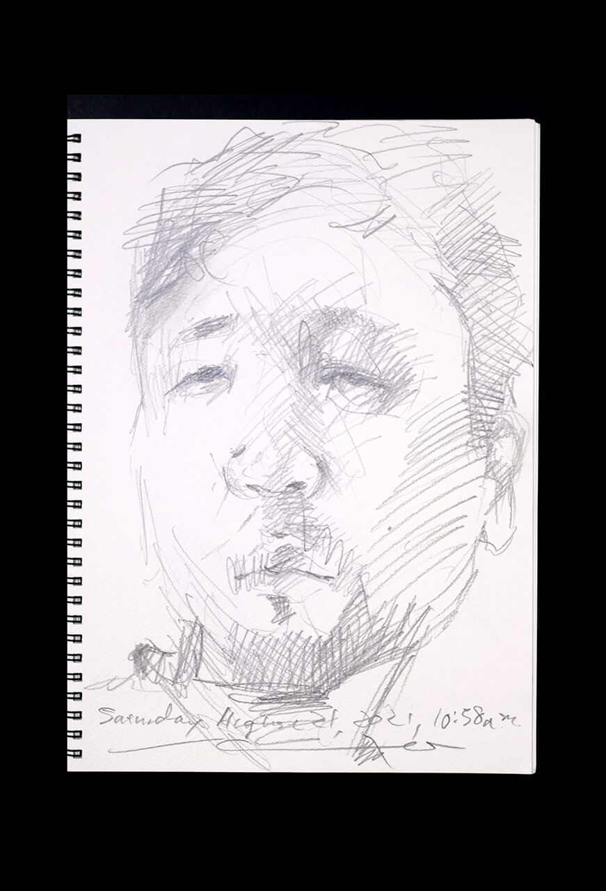 Contemporary artist SHINTAKU Tomoni's 2021/8/21 Self-portrait or pencil drawing