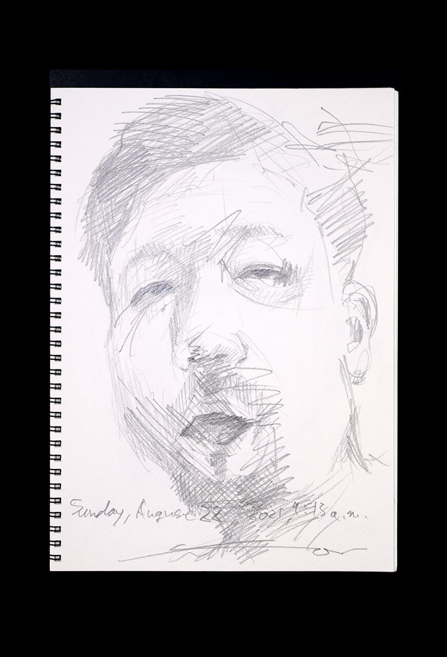 Contemporary artist SHINTAKU Tomoni's 2021/8/22 Self-portrait or pencil drawing