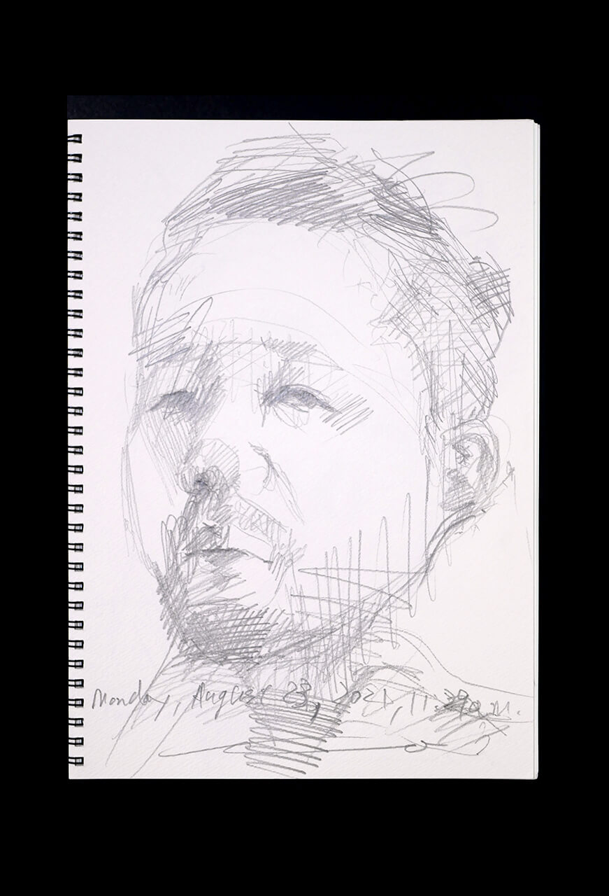 Contemporary artist SHINTAKU Tomoni's 2021/8/23 Self-portrait or pencil drawing